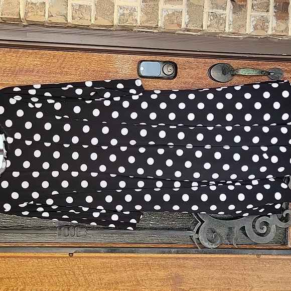 Polka Dot Black and White Women's Dress - Picture 8 of 9